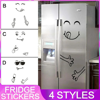 Cute Cartoon Refrigerator Stickers Removable Creative Wall Decor for Bedroom Living Room Smile Face Door Stickers