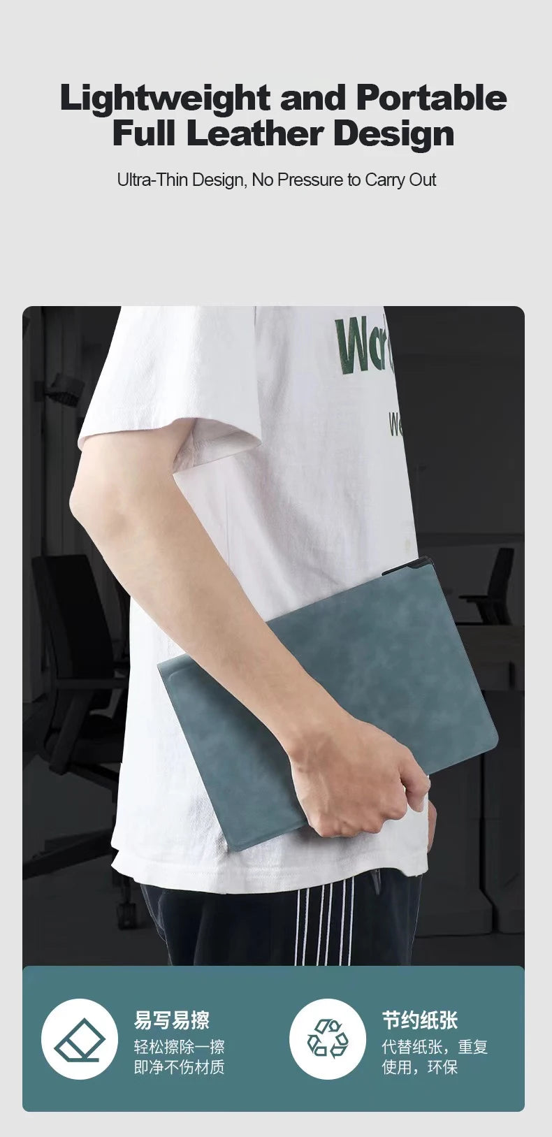 Erasable Whiteboard Notebook A5 Leather Portable Drafting Notebook Writing Board Desktop Memo Pad