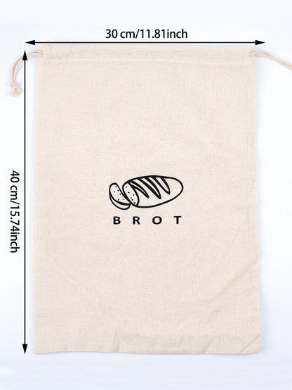 1Pc Bread Bag Linen Bread Bags for Homemade Bread Container Unbleached & Reusable Bread Storage, Natural Large Storage for Artis