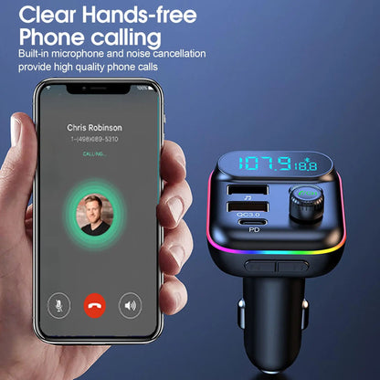 Car Bluetooth FM Transmitter Bluetooth 5.0 FM Transmitter USB PD Car Fast Charger Electronic Accessories