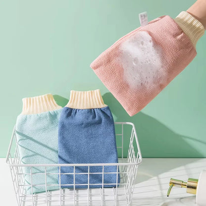 Scrub Exfoliating Bathing Glove Back Scrub Dead Skin Body Massage Glove Solid Color Double Side Deep Cleansing Shower Towels