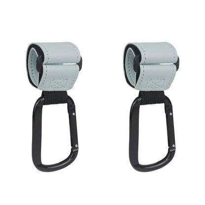 1/2pcs Portable PU Leather Baby Stroller Hook Hanger Velcros Pram Hook Carabiner Cart Organizer Clip for Stroller Accessories