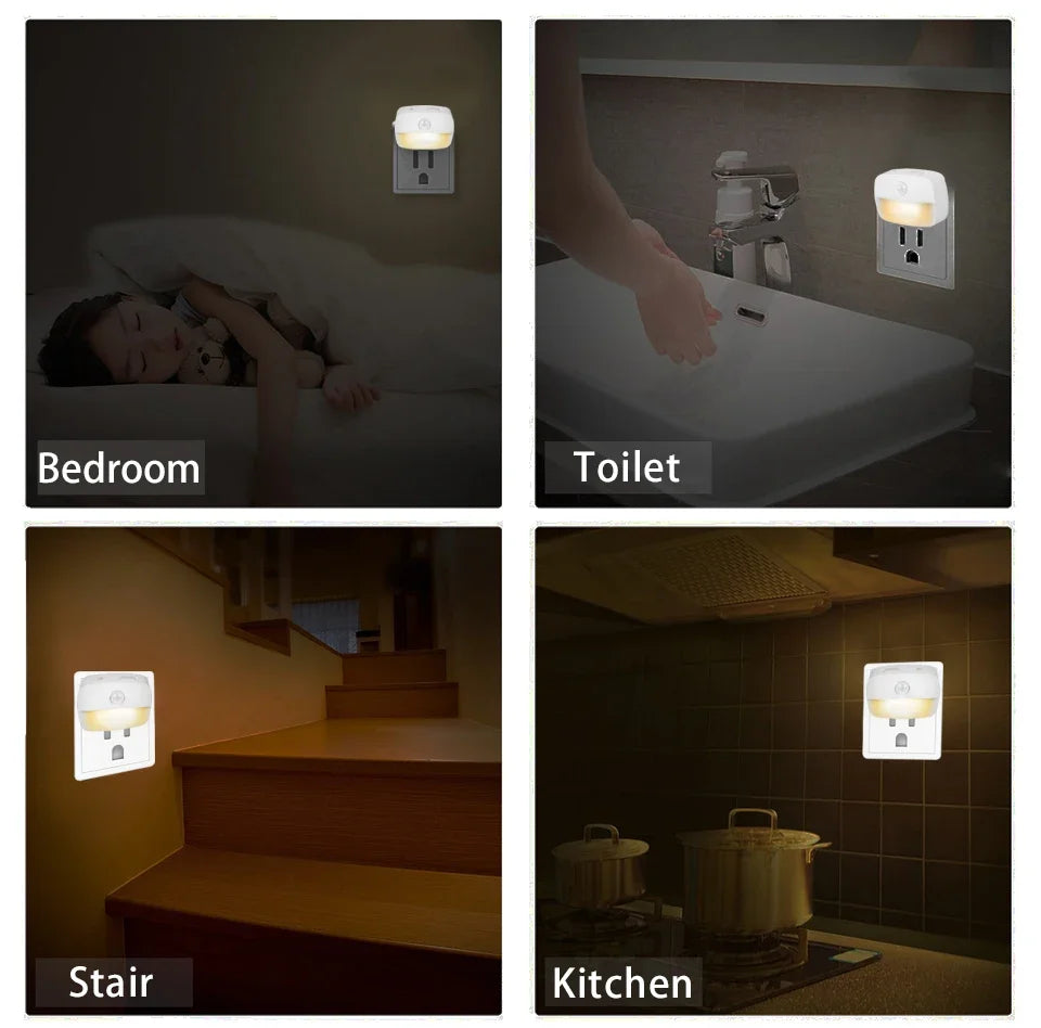 LED Night Light EU Plug In Smart Motion Sensor Light 220V Wall Lamp for Home Aisle WC Hallway Stair Kitchen Bedroom Night Lamp