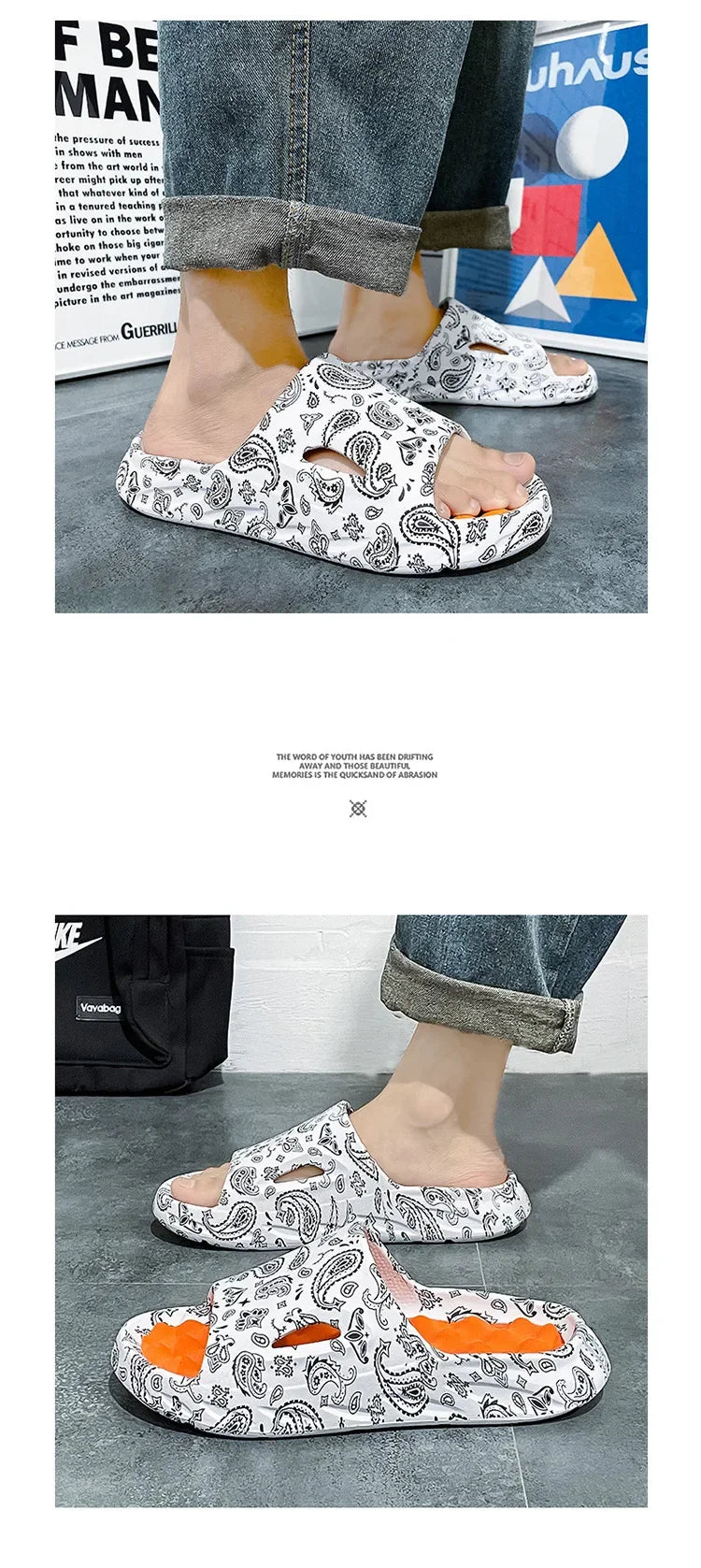 Men Flip-flops Summer Shoes Printing Sandals Trend Anti Slip Summer Sneaker Slippers Fashion Man Massage Slippers Beach Sandals