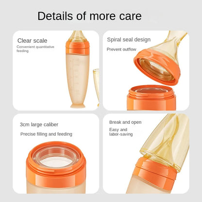 Safe Useful Silicone Baby Bottle with Spoon Food Supplement Rice Cereal Bottles Squeeze Spoon Milk Feeding Bottle Cup