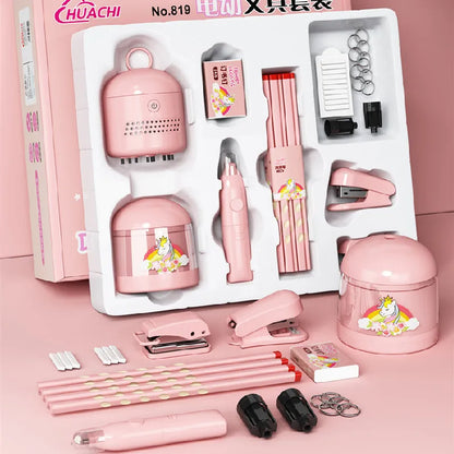 Electric Pencil Sharpener Electronic Stationery Set Erasers Mechanical Kit Student Set Box Gifts for Children School Supplies