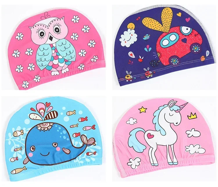 10pcs Children's Swimming Caps Elastic Fabrics Swimming Pools Water Sports Boys' and Girls' Swimming Caps Boys' Swimming Caps