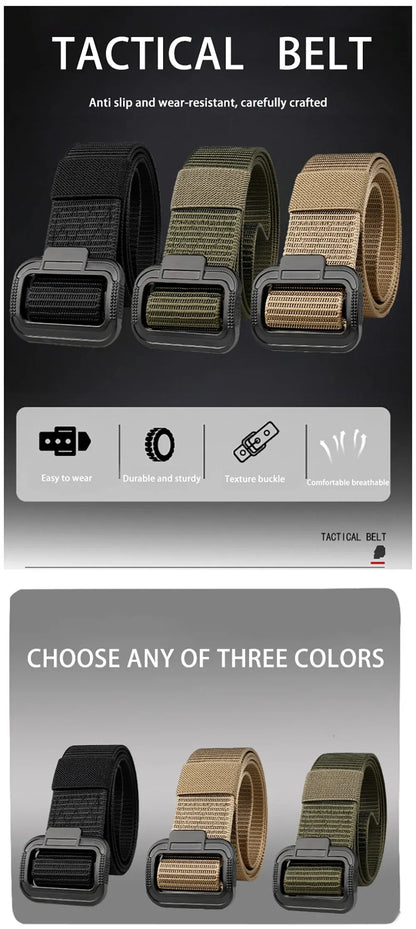 Men's Belt Imitation Nylon Tactical Belt Casual Versatile Metal Buckle Belt Outdoor Sports Canvas Belt Paired With Jeans Belt