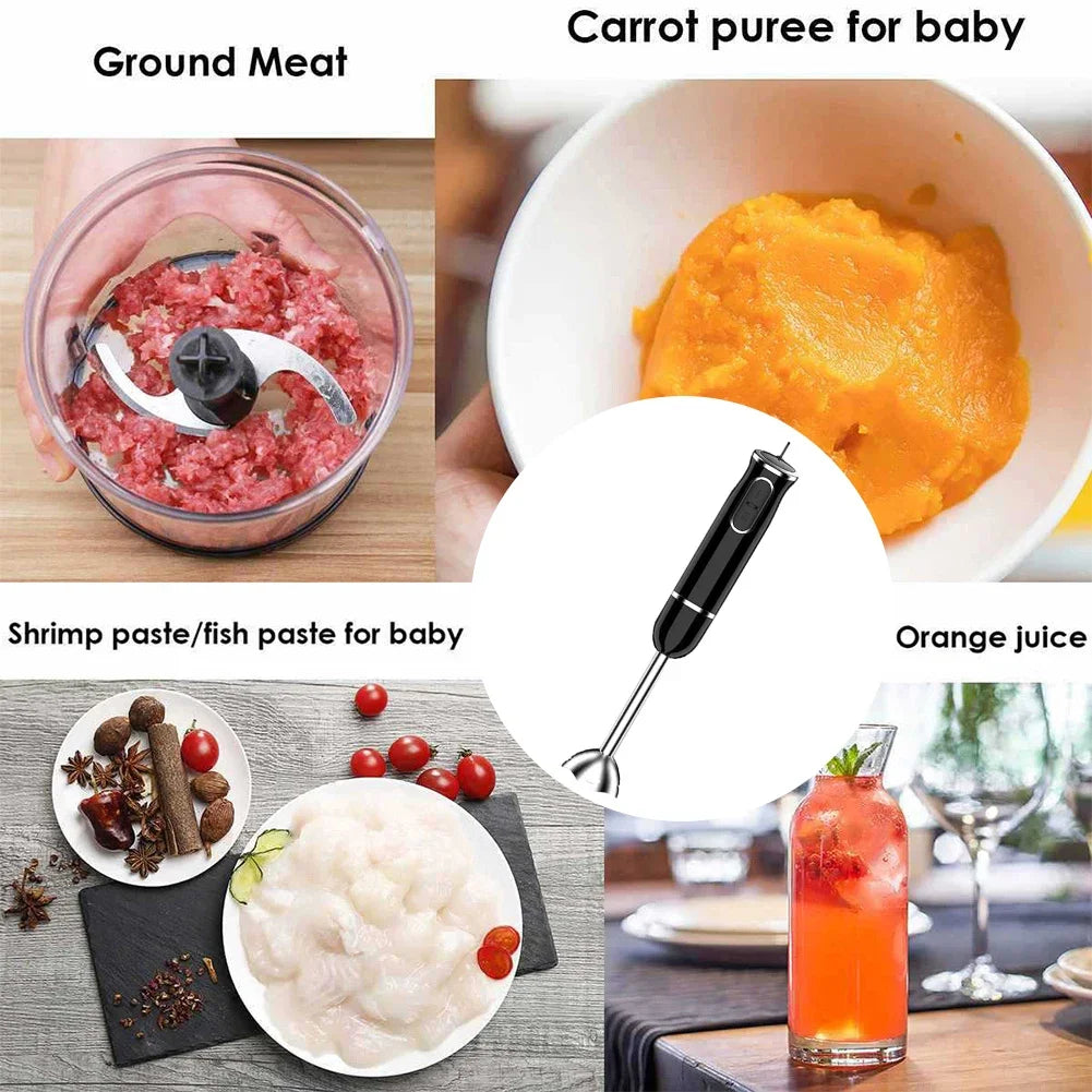4-in-1 Handheld Immersion Blender Hand Blender Set Stainless Steel Stick Blender 2 Speed Control One Hand Mixer kitchen Tool