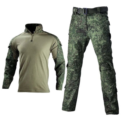 Tactical Uniform Combat Camo Russian Suits Training Team Airsoft Paintball Shirts Hunting Pants +Pads Mens Clothes Windproof