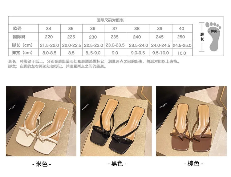 Flip-flops, Women Wear 2024 New Summer Half - Toe Sandals, Fashion Casual Mid-heel Chunky Sandals, Women's Shoes