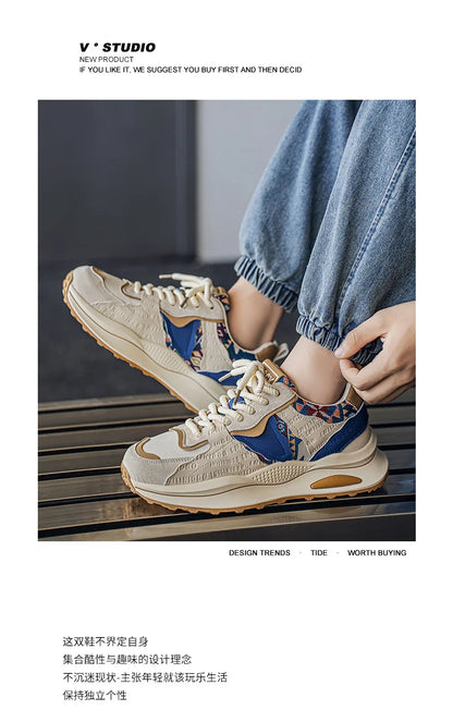 Men's Shoes 2025 Spring New Casual Versatile Comfortable Fashion Trend Niche Non-slip Wear-Resistant Retro Sneakers