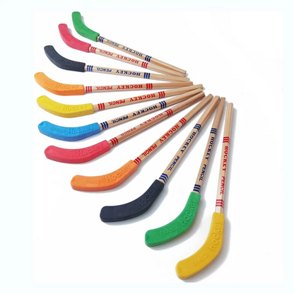 24Pcs Hockey Pencils and Erasers -Hockey Stick Sports Theme Party Supplies, Fun Cool Pencils for Hockey Fans, Students