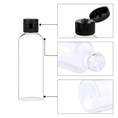 5PCS 30/50/100ML Refillable Empty Plastic Transparent Bottle with Flip Cap Portable Squeeze Shampoo Conditioner Travel Bottles