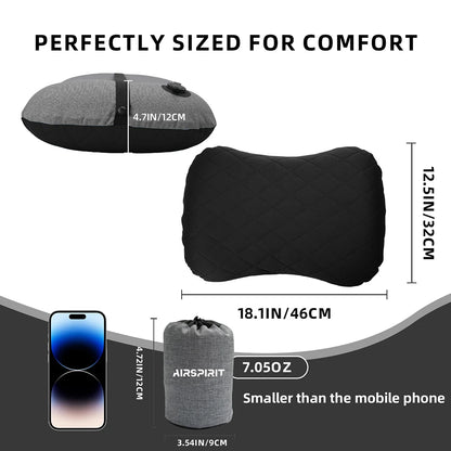 Inflatable Camping Pillow with Removable Washable Cover,Travel Pillow for Neck Support,Hiking,Backpacking,Office,Airplane,Car