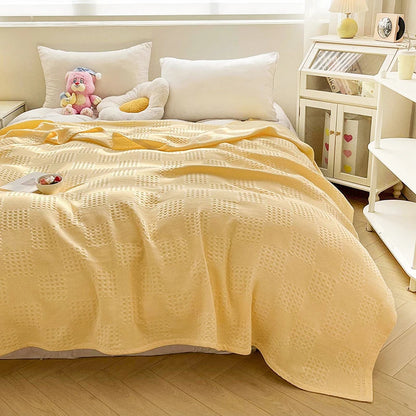 Battilo Cotton Throw Blanket Soft Breathable Waffle Blanket for Twin Queen King Bed Decorative Plaid Sofa Blankets Summer Throws