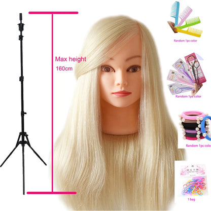 85%Real Hair Doll Head For Hairstyle Hairdressing Professional Mannequin Head Styling To Practice Hot Curl Iron Straighten