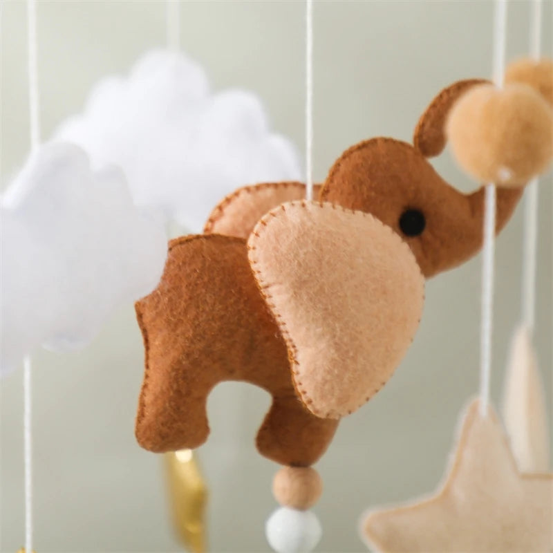 Baby Mobile Crib Bed Bell Musical Rattles Toys Soft Felt Cartoon Animal for Infants Nursery Mobiles Forest Animals Crib Toys