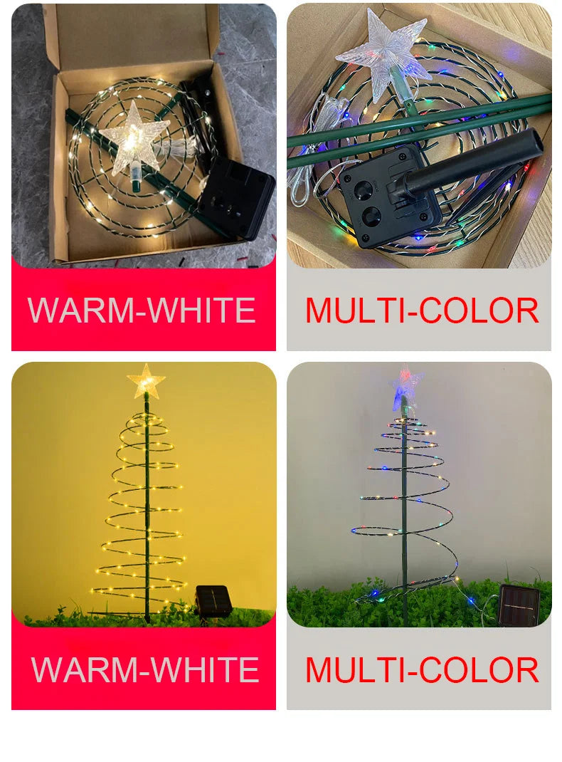 Christmas Solar Light LED Luminous Christmas Tree Ornament Outdoor Waterproof Decorative Lamp String Festival Garden Decorations