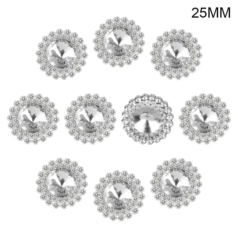 10 PCs 15/20/25MM Round Metal Rhinestone Buttons for Clothing DIY Sewing Accessories Wholesale Luxury Fashion Apparel Decoration