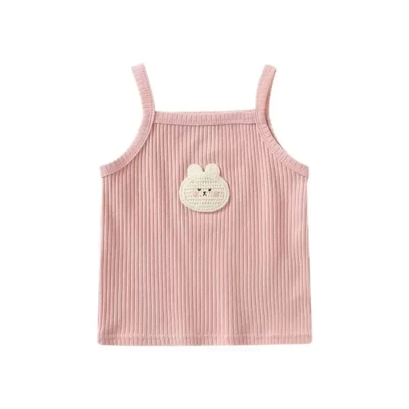 Baby Girls T-shirts for Kids Summer Sleeveless Knitted Tops Vest Outfits Girls Cute Halter Tops Tees Children Clothing 1-12 Year
