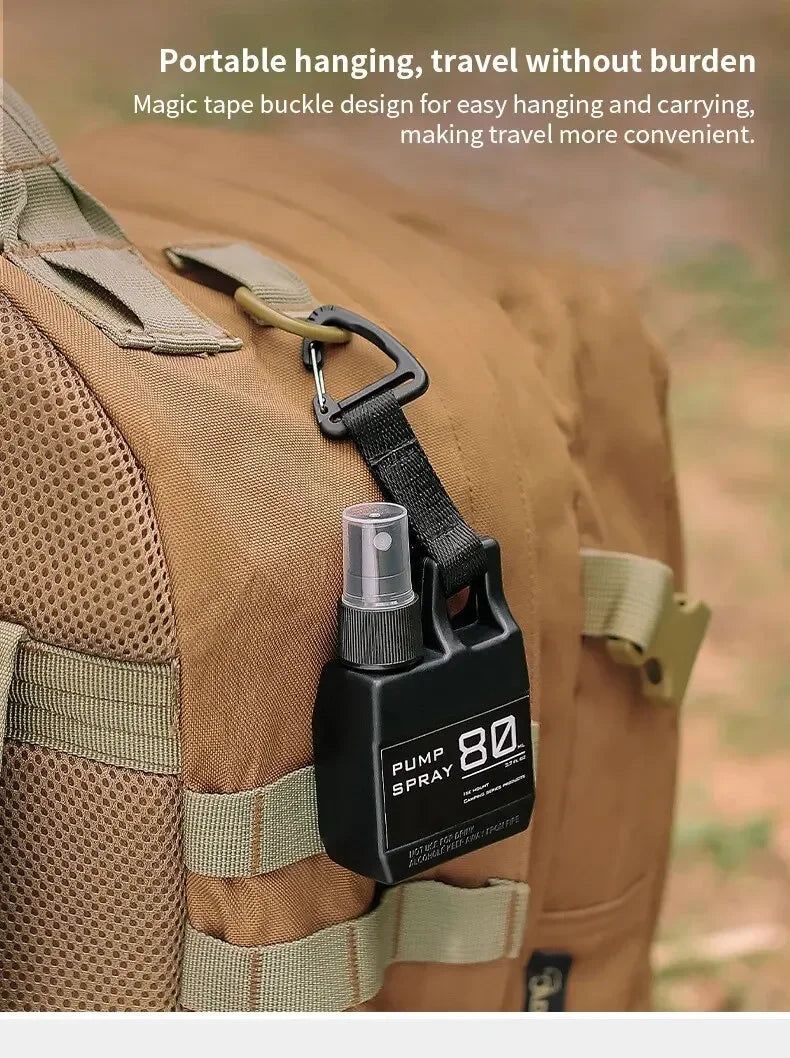 Spray Bottle Pump with Buckle, Portable, Outdoor Camping Travel Spray Bottle, Cosmetic Container, Alcohol, Perfume, Refillable