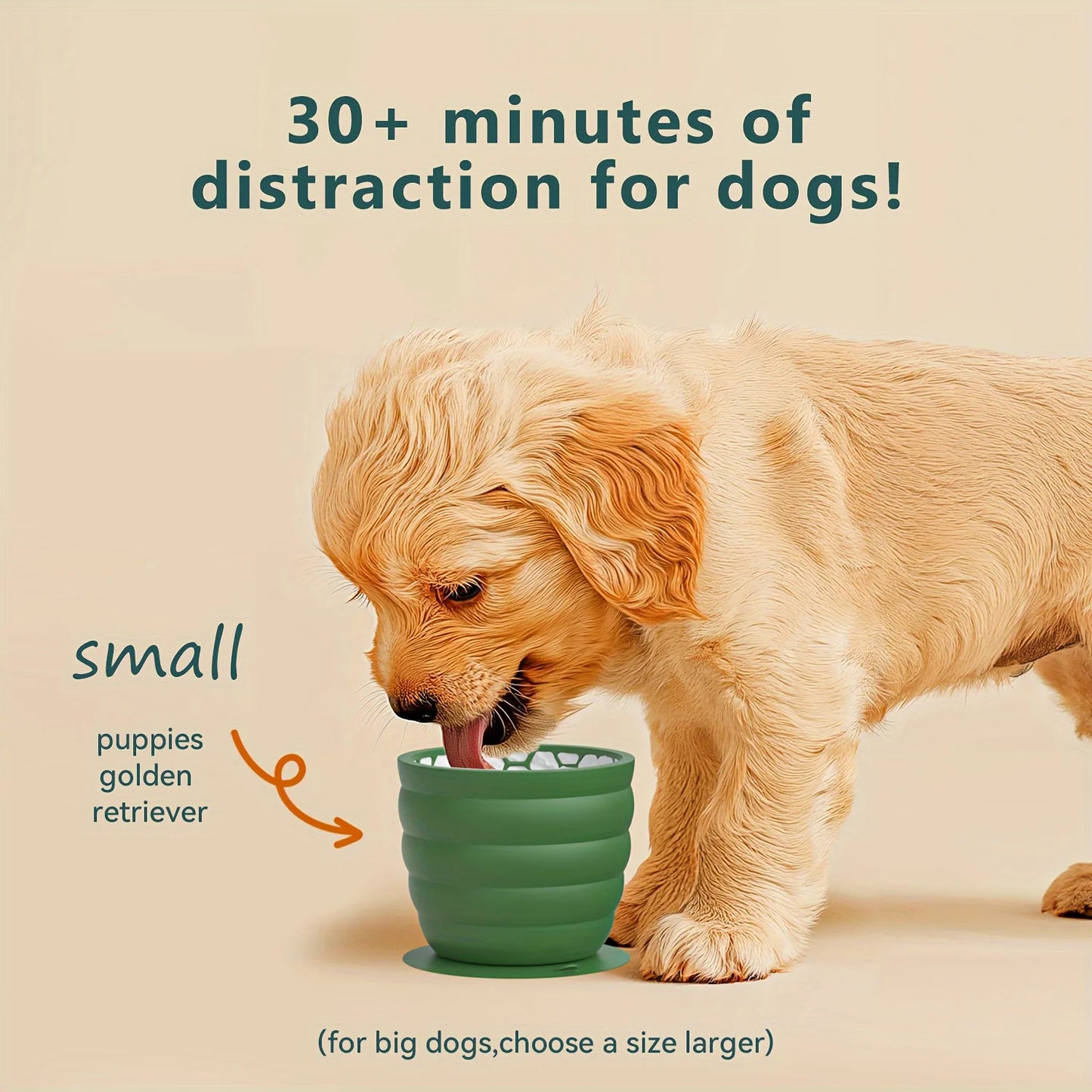 Silicone Slow Feeder Dog Bowl Cup - Anti-Slip Distraction Design for Small to Medium Breeds - Promotes Healthy Digestion