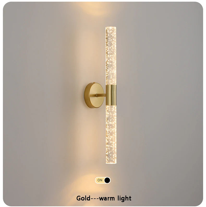 LED Light Modern Wall Light Bedroom Bedside Living Room Wall Lamp Crystal Rod Nordic Aisle Corridor Interior Lighting Fixture
