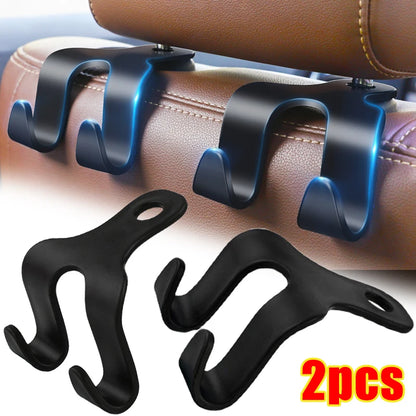 Upgrade Double Head Hooks Car Rear Seat Hanging Holder Interior Hook Organizer Back Seats Headrest Hanger Hook Car Accessories