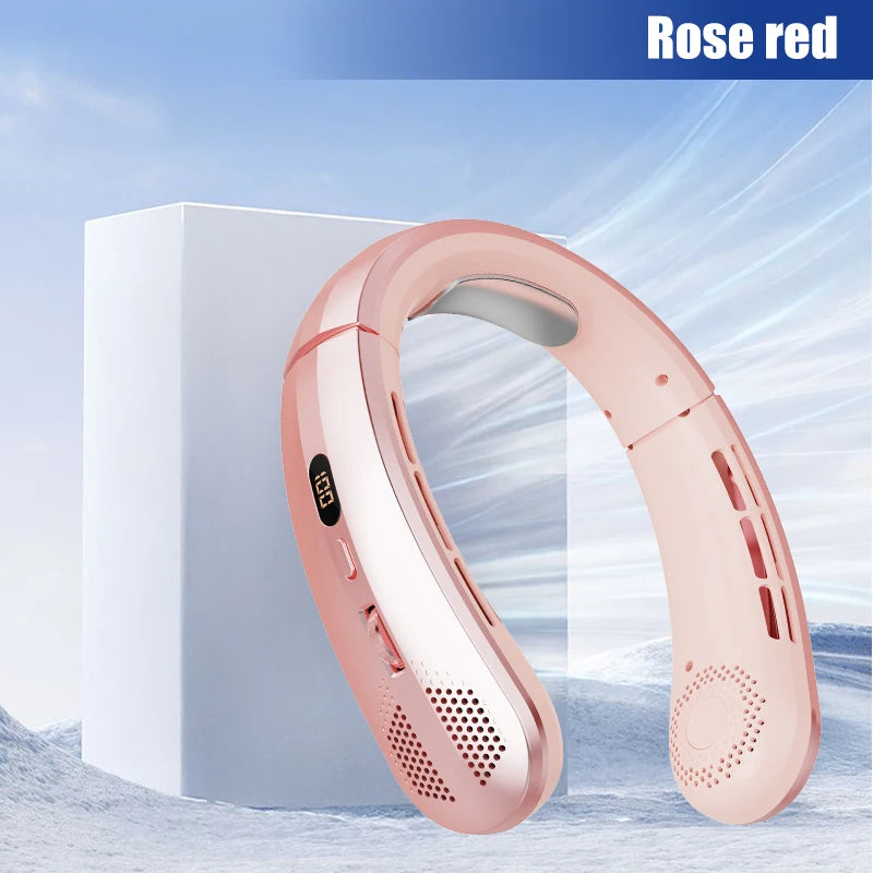 2025 Mini Neck Fan Hanging Neck Fan Portable Leaveless Air Conditioner Digital Display Air Conditioner Charging Neck Fan