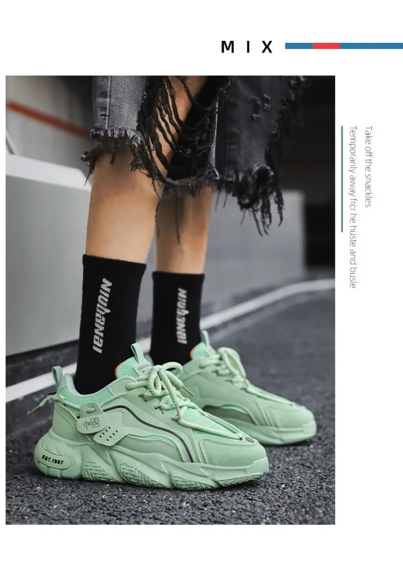 Men's Sneakers 2025 Spring Comfortable Non-slip Outdoor Running Shoes Elasticity Platform Basketball Athletic Tenis Masculino