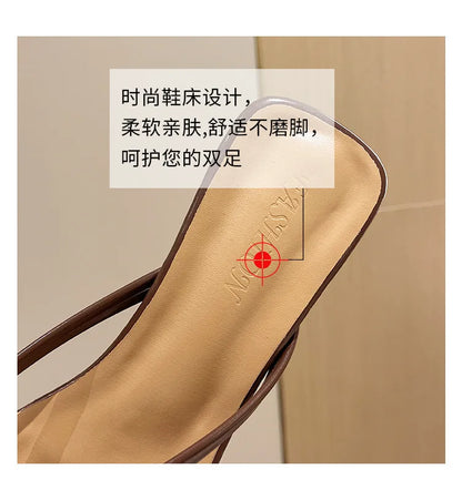 Flip-flops, Women Wear 2024 New Summer Half - Toe Sandals, Fashion Casual Mid-heel Chunky Sandals, Women's Shoes