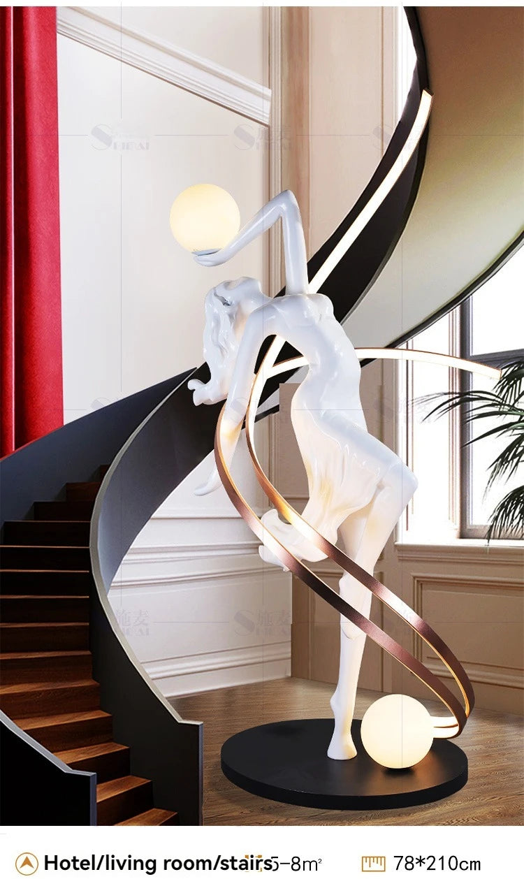 Misha White Goddess Statue Floor Lamp , Liberty Sculpture Floor Lamp , Art Human Floor Lamp