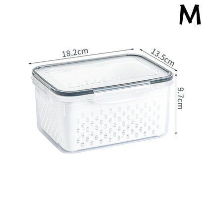 Refrigerator Storage Box Fresh Keeping Vegetable Fruit Plastic Sealed Boxes Drain Basket Fridge Kitchen Food Storage Container
