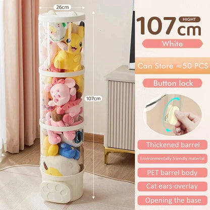Doll storage Box Transparent Bucket Moistureproof Stuffed Animal Storage Tube Children's toy Organizer Home Organization