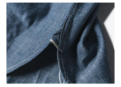 Bronson Repro USN Chambray Work Shirt Rugged Men's Selvedge Workwear Light Blue