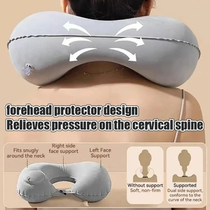 Inflatable Travel Neck Pillow U-shaped Cervical Orthopedic Protection Pillow Outdoor Portable Foldable Pillow Travel Essentials