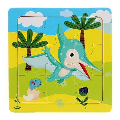 3D Puzzles Cartoon Animals Wooden Montessori Game Kids Cognitive Jigsaw Puzzle Baby Toys Educational Toys for Children Toddler