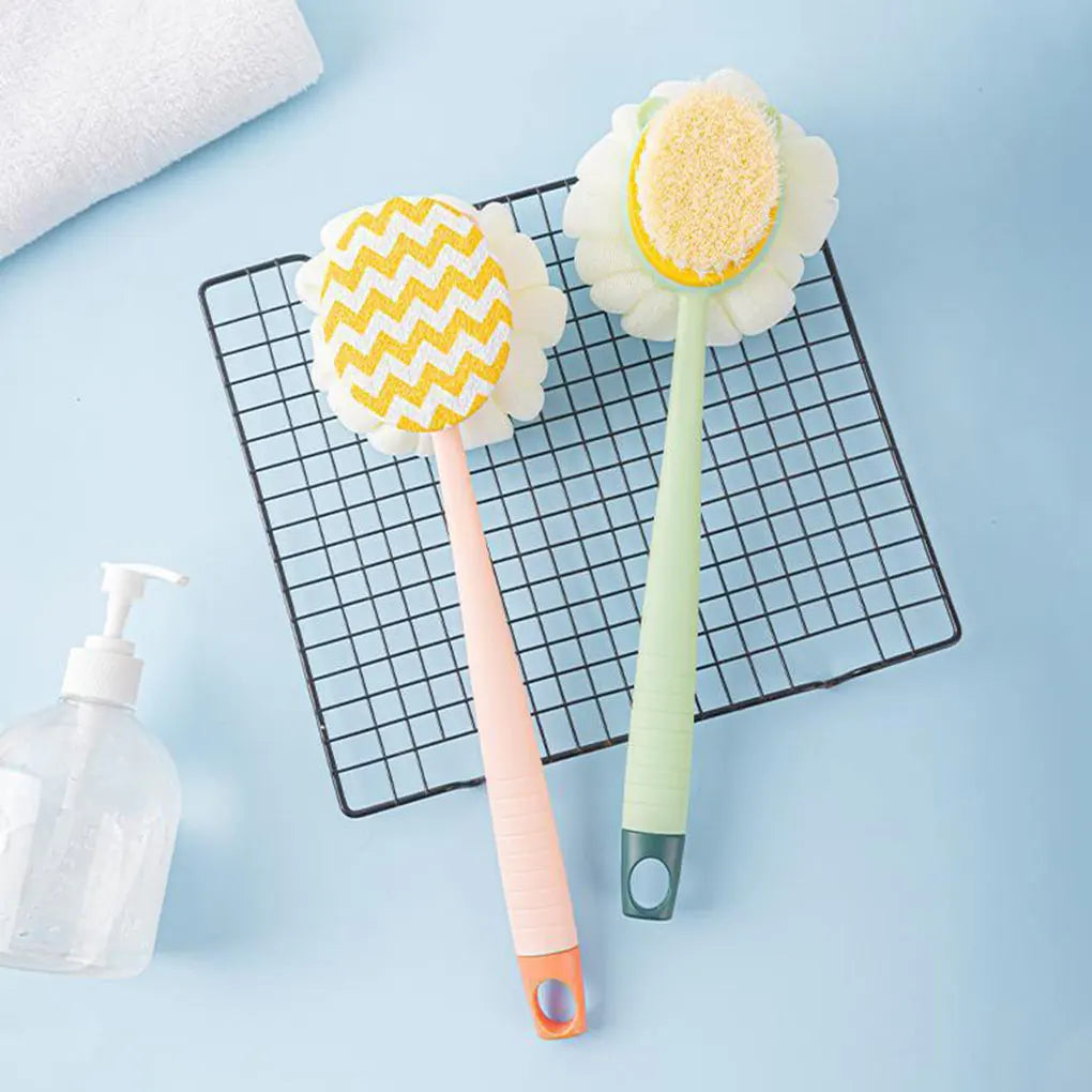 Double-sided Bath Scrubber Bath Brush Long Handle Soft Hair Bath Brush Removable Bath Towel Bath Ball Double Side Rub Cleaning