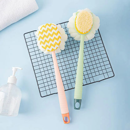 Double-sided Bath Scrubber Bath Brush Long Handle Soft Hair Bath Brush Removable Bath Towel Bath Ball Double Side Rub Cleaning