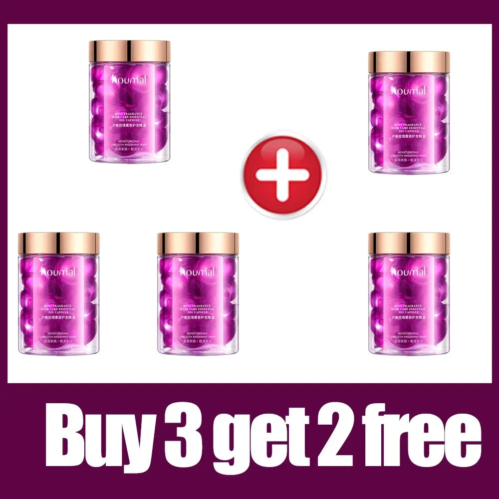 30Pcs Rose Essential Oil Vitamin Capsules Supple Dry Hair Keratin Plant Complex Oil Dry Damaged Hair Repair Female Silky Serum