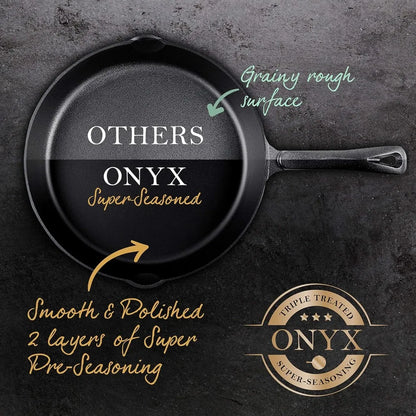 Cast Iron Skillets 10 Frying Pan Non-stick Cast Iron Pan Pre-seasoned Cast Iron Cookware for Camping Indoor and Outdoor Uses