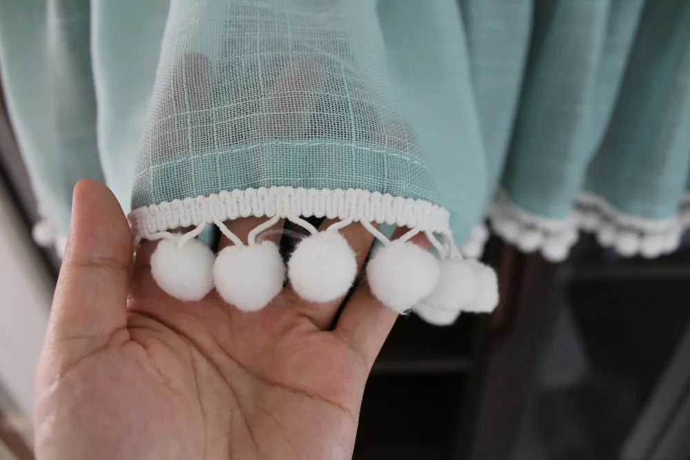 Japanese tassel half curtain partition door curtain kitchen short curtain coffee curtain pastoral decoration short curtain yarn