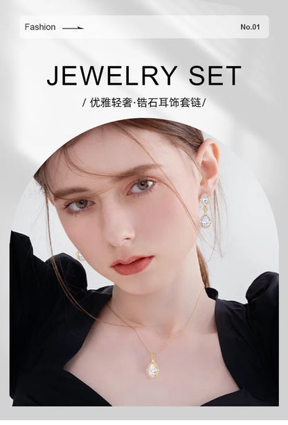 Fashion necklace accessories women's earring Jewelry sets bride's wedding zircon water drop girls earrings for women jewellery