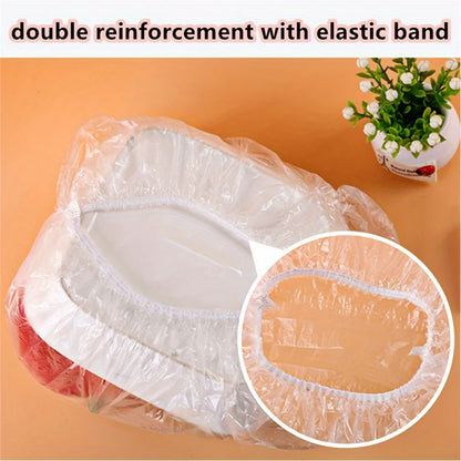 100pcs Disposable Fresh-keeping Cover, Plastic Food Storage Covers, Reusable Bowl Covers Stretch Lids, Elastic Cover Bag