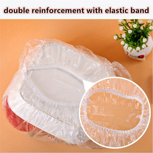 100pcs Disposable Fresh-keeping Cover, Plastic Food Storage Covers, Reusable Bowl Covers Stretch Lids, Elastic Cover Bag
