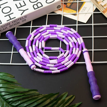 Wholesale adult and children's skipping ropes with colorful soft beads and bamboo nodes. Children's skipping ropes