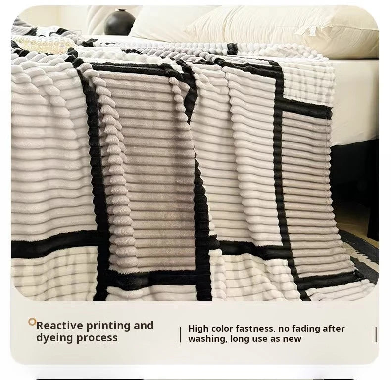 Lightweight Luxurious Warm Sleeping Plaid Milk Down Thin Blanket Multi Color Spring Summer Suitable For Sofas Bedrooms Blankets