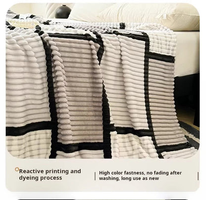 Lightweight Luxurious Warm Sleeping Plaid Milk Down Thin Blanket Multi Color Spring Summer Suitable For Sofas Bedrooms Blankets