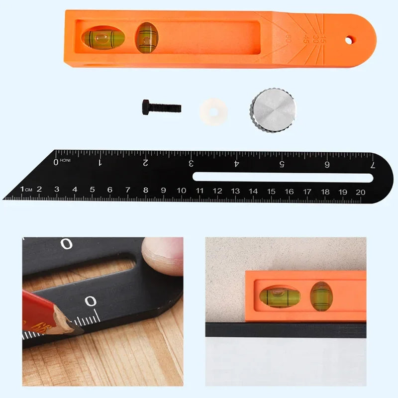 Angle Rulers Gauges Tri Square Sliding T-Bevel With Wooden Handle Level Measuring Tool Woodworking Ruler Gauge Protractor
